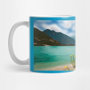 Beach and Mountains Digital Painting Mug